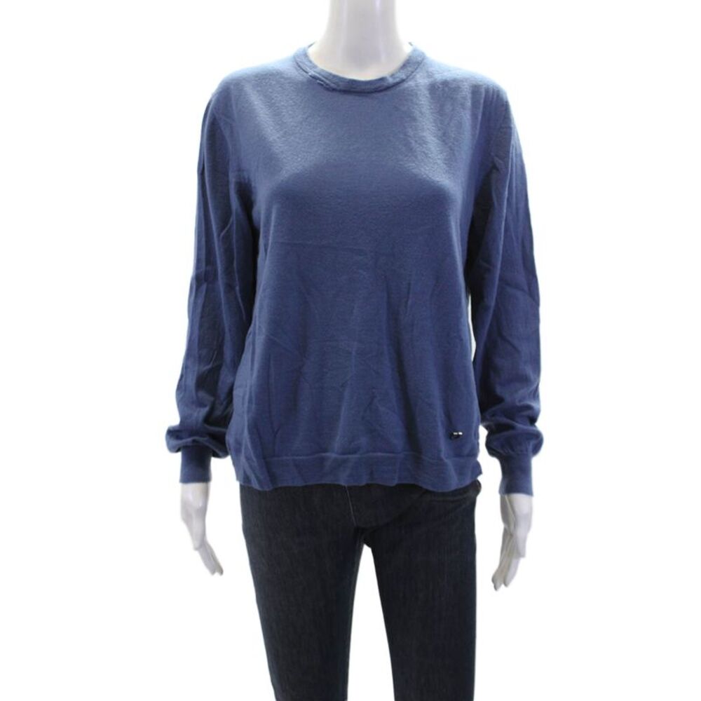 Salvatore Ferragamo Womens Wool Crew Neck Long Sleeve Sweater Blue Size XL